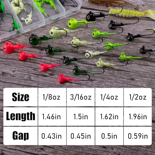 Alwonder 20-Pack Walleye Jigs Kit with 3D Eyes, Walleye Bass Fishing Jig Heads Stand Up Swimbait Jig Head 1/8oz 3/16oz 1/4...