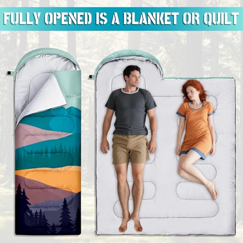 Sleeping Bags for Adults, 3 Seasons Warm & Cold Weather Waterproof Lightweight Backpacking Camping Sleeping Bag for Indoor...