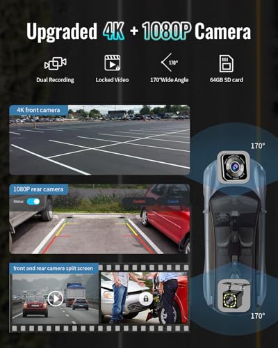 Madoec Portable Apple Carplay Screen for Car, 9" Wireless Apple Carplay & Android Auto,4K Dash Cam,1080p Backup Camera DV...
