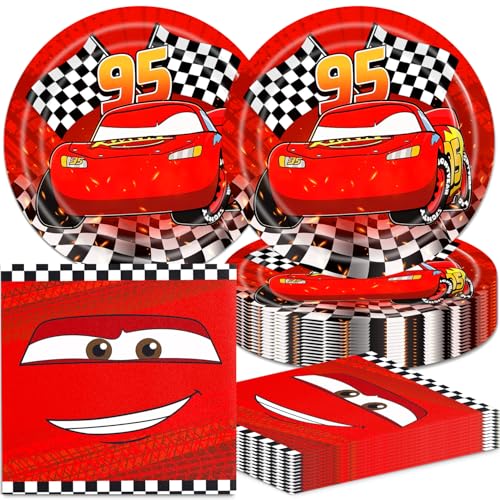40pcs Race Cars Birthday Party Supplies Cars Dessert Plates Napkins for Boys Baby Shower Cars Theme Party Decorations,Suit...
