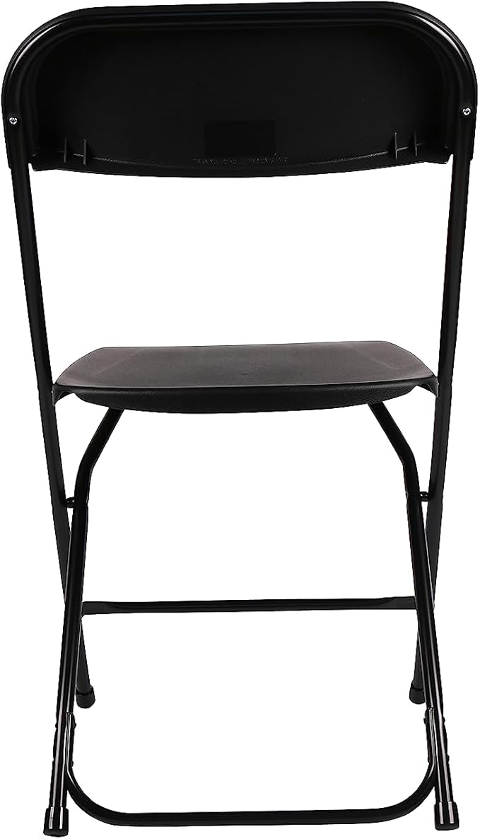 BTEXPERT® Set of 8, Black Plastic Folding Chair Steel Frame Commercial High Capacity Event Chair Lightweight Set for Office Wedding Party Picnic Kitchen Dining Church School