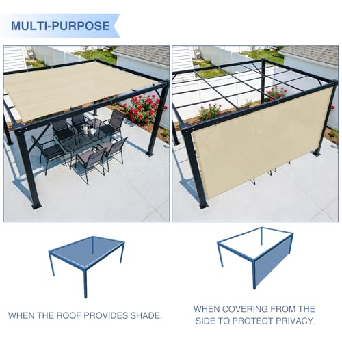E&K Sunrise 16' x 28' Sun Shade Sail Straight Edge Rectangle Canopy Shade Cover with D-Ring Grommets UV Block for Outdoor ...