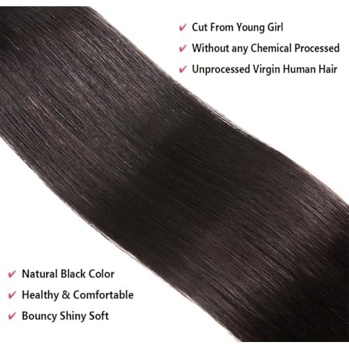 Brazilian Virgin Straight Hair Bundles 18 20 22 Inch 100% Unprocessed Virgin Human Hair Weave Bundles Human Hair Extension Double Weft Natural Color Straight Hair Bundles