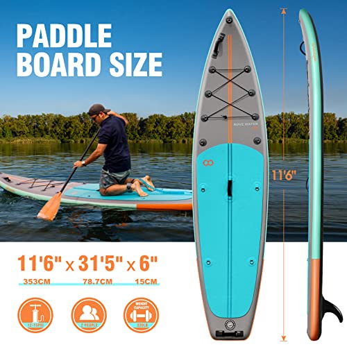 WOOWAVE Inflatable Stand Up Paddle Board 11'6"X31'5" X6" Extra Wide Non-Slip Deck Sup with Premium Accessories Including H...