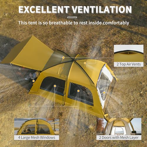 Naturehike Dune Hot Tent with Stove Jack,Double Layer 4 Season Tent,Waterproof 2-4 Person Tents for Camping