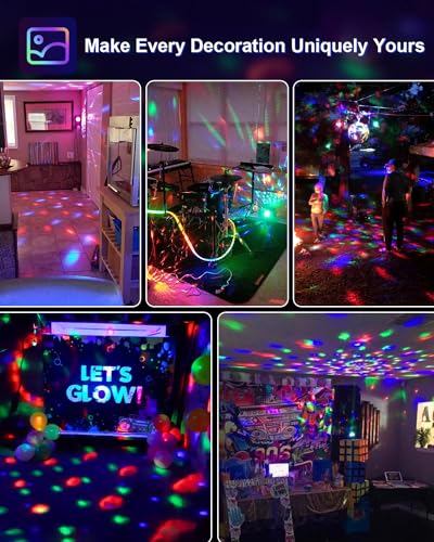 Luditek 3-Pack Sound Activated Party Lights with Remote Control Dj Lighting, Disco Ball Light, Strobe Light Stage Lamp for...