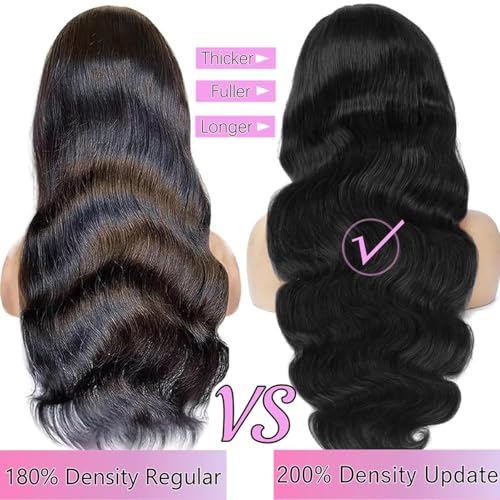 13X6 Body Wave Lace Front Wigs Human Hair Pre Plucked 210 Density Glueless HD Lace Frontal Human Hair Wigs with Baby Hair for Women 18inch