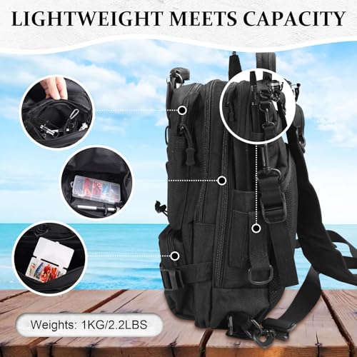 FUNANASUN 117Pcs Fishing Backpack with Tackle Boxes, Waterproof Fishing Tool Kit with Pliers, Fish Hook Remover, Lip Gripp...
