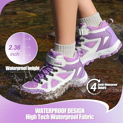 R CORD Kids Hiking Boots Waterproof & Breathable, Durable TPR Traction Outsole, Anti-Skid, Athletic Drawstring Closure, Un...