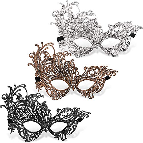 JOVITEC 10 pcs Multicolored Masquerade Masks for Women Lace Venetian Masks Halloween Carnival Mari Grass Costume Party