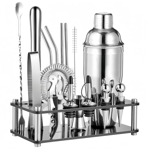 ARTFLY 18-Piece Professional Cocktail Shaker Set and Bartender Kit with Stand, Stainless Steel Bar Tools Gift Set with Mud...