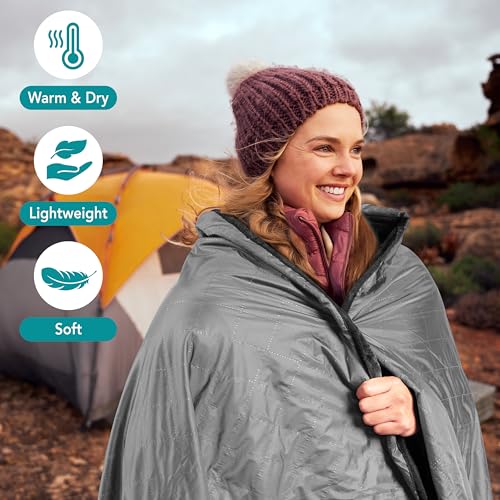 SUN CUBE Large Waterproof Camping Blanket, Fleece Quilted Stadium Blanket for Cold Weather, Windproof Foldable Outdoor Bla...