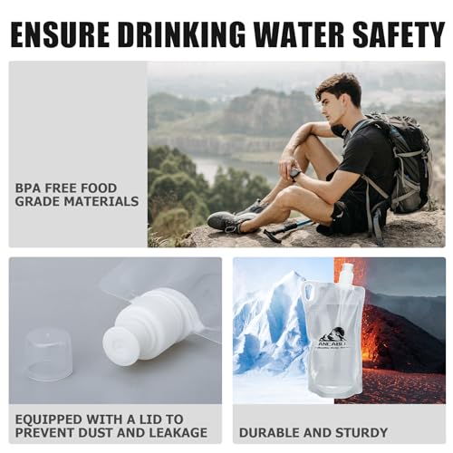 33oz Collapsible Water Bottles, 3-Pack Reusable Travel Foldable Water Bottles for Hiking Camping Running Bike, BPA-Free Wa...