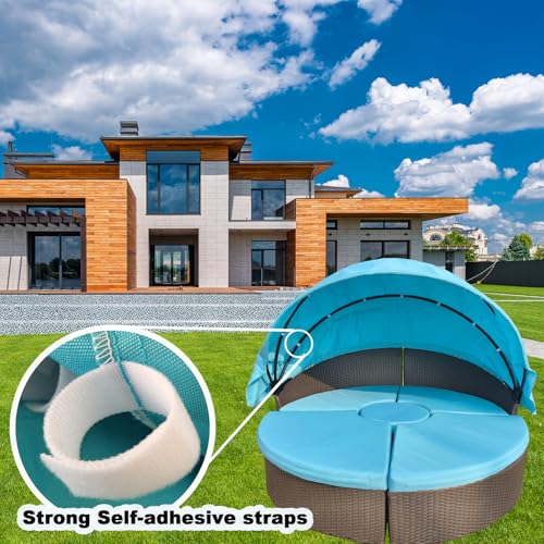 WQZWDFC Patio Daybed Canopy Replacement Top, Retractable Top Cover for 66in Outdoor Rattan Wicker Sectional Porch Sunbed (...