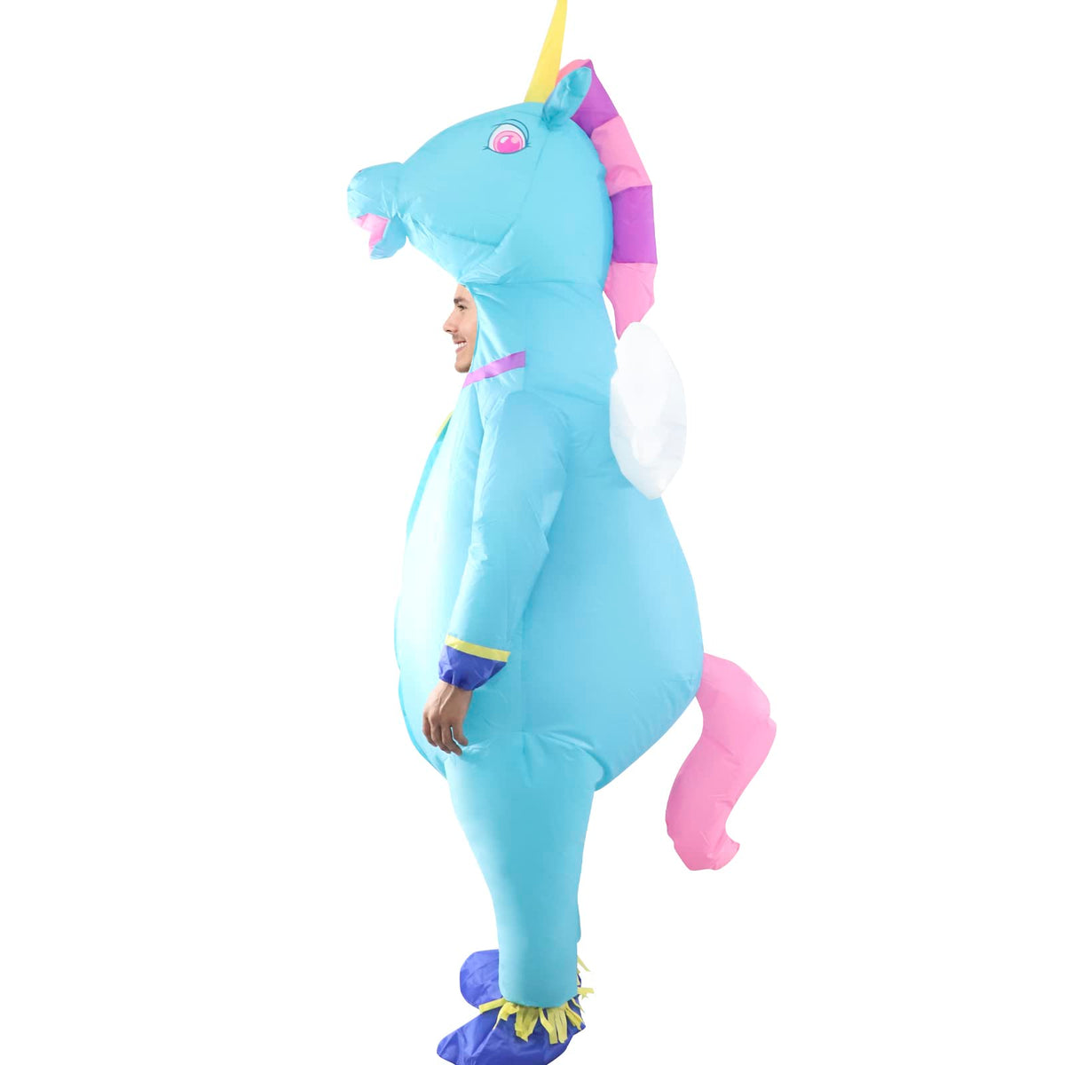 SHDEJTG Inflatable Costume Unicorn Full Body Unicorn Air Blow-up Deluxe Halloween Costume - Adult Size, Blue