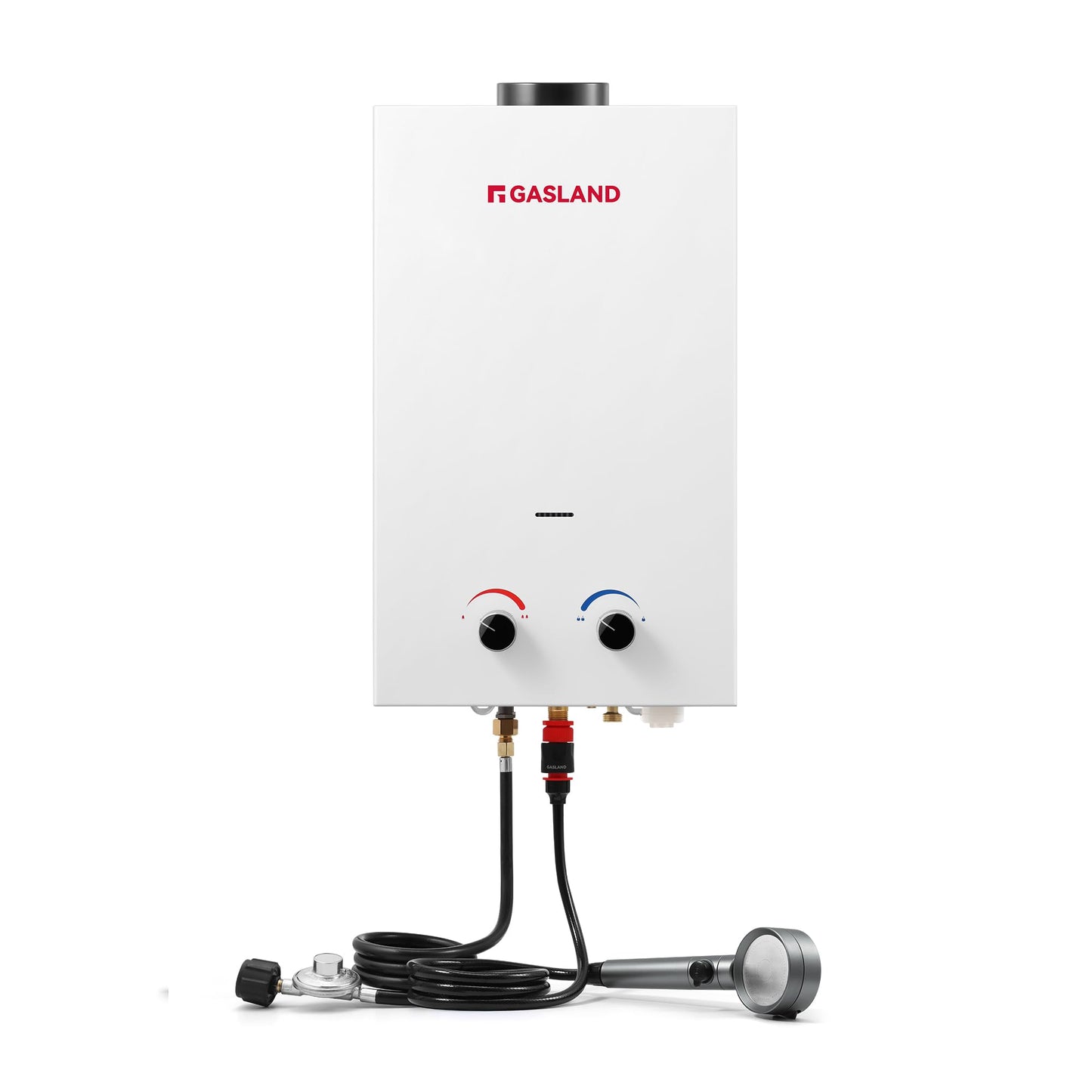 GASLAND BS264 Outdoor Propane Tankless Water Heater 2.64GPM, 10L Portable Hot Water Heater for Cabin, Barn, Camping, RV, Overheating Protection, Easy to Install, White