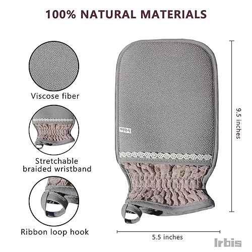 Irbis Deep Exfoliating Glove-Korean Body Scrub Mitt,Exfoliator Scrubber, Dead Skin Remover, Dual Texture Bath Sponge&Washcloth-Great for Shower, Bath, Spray Tan Removal or Home Spa-(Pink,Grey,Blue)