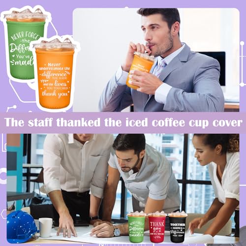 SiliFine 24 Pcs Employee Appreciation Gifts Bulk Iced Coffee Sleeve Bulk for Iced & Hot Drinks Cold Beverage Cooler Thank ...