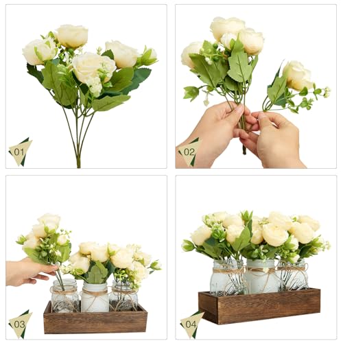 XXXFLOWER 3 Pcs Mason Jars Lights Fall Table Centerpieces - Christmas Gifts for Women Mom Wife,Indoor Decors for Farmhouse...