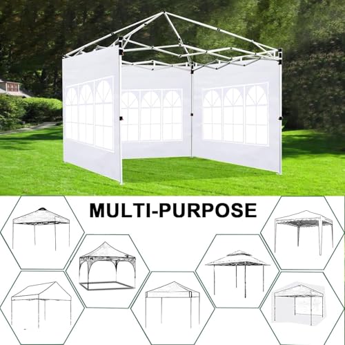 Church Window Canopy Sidewalls for 10x10 Pop Up Canopy 99% UV Protection, Waterproof, 3 Pcs Sidewalls Only,(White)
