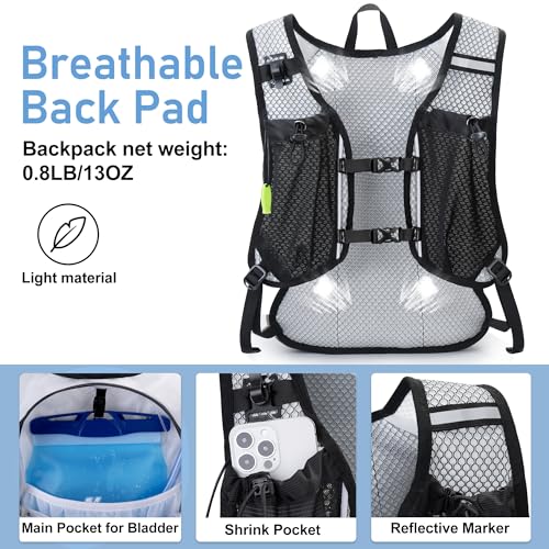 Lightweight Hydration Backpack, Running Backpack with 2L Water Bladder, Hydro Water Daypack for Cycling Hiking Rave for Me...