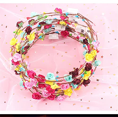 REQO Led Flower Crown 12pcs,Light Up Flower Crown Headband For Girls,Women,Kid, For Halloween Cosplay Christmas Birthday W...