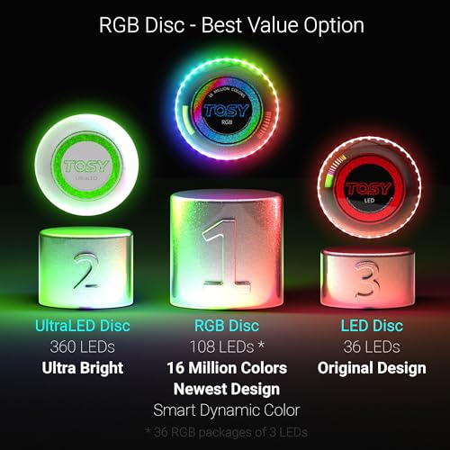 TOSY Flying Disc - 108 RGB Multicolor or 36 Monocolor LEDs, Super Bright, Smart Modes, Christmas Stocking Stuffers Gift, C...
