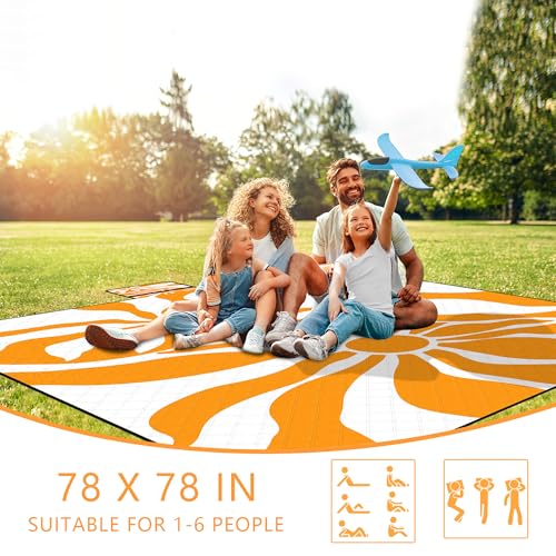 Picnic Blankets Waterproof Sandproof,79''*79'' Large Washable Soft and Comfortable Outdoor Beach Blanket, Foldable Portabl...