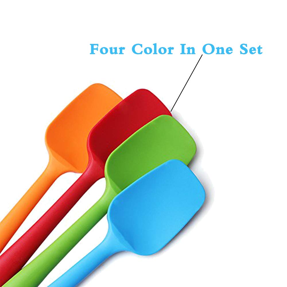 Delidge 4 Piece Silicone Spatulas Heat Resistant 11inch Large Rubber Spatulas for Baking, Cooking, and Mixing Non-Stick Flexible Seamless Spatula with Stainless Steel Core