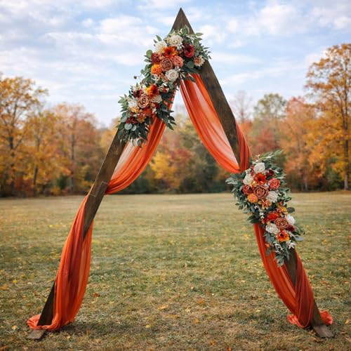 Fomlily 3-Panel Mixed Color Chiffon Wedding Arch Draping, 30" x 20ft Elegant Neutral Sheer Backdrop Curtain for Ceremony &...