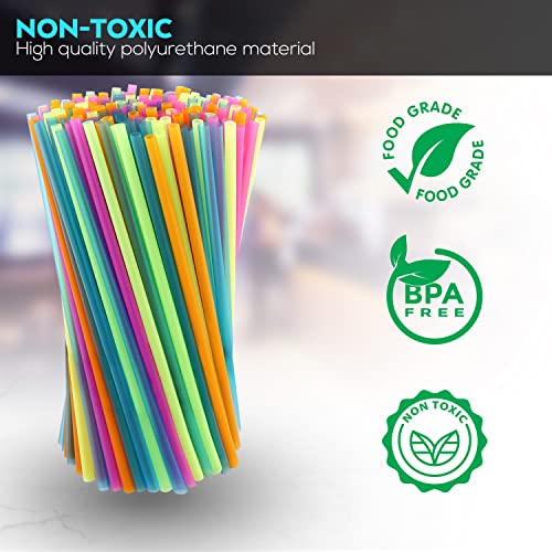 300 Neon Mini Bar Cocktail Straws - Coffee Drink Stirrers, Short Plastic Straws