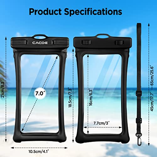 CACOE [Floatable] Floating Universal IPX8 Waterproof Phone case 2 Pack-Up to 7.0",Adjustable Lanyard Phone Pouch,Cellphone...
