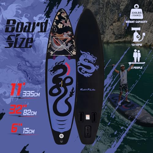 FunWater 11'/10'6" Inflatable Stand Up Paddle Board with Premium SUP Paddleboard Accessories, Wide Stable Anti-Slip EVA De...