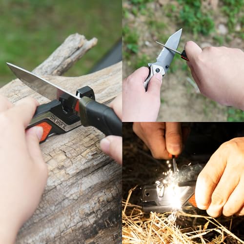 SHARPAL 101N 6-in-1 Pocket Knife Sharpener & Survival Tool – Diamond Sharpening Rod, Fire Starter Ferro Rod, Whistle – Sha...