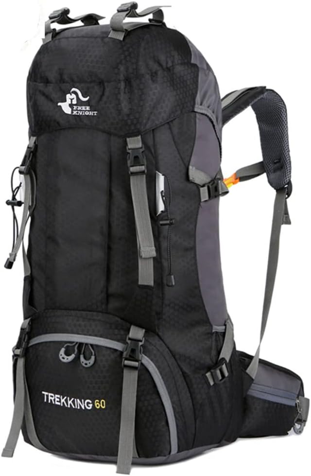 Bseash 60L Waterproof Hiking Camping Backpack with Rain Cover, Large Outdoor Sport Travel Daypack Rucksack for Climbing