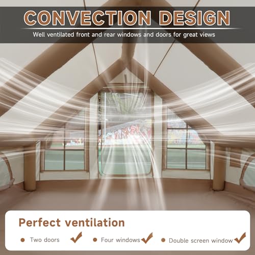 Inflatable Camping Tent, Glamping Inflatable Tent for Camping, 4 Season Water&Windproof Outdoor Oxford Blow Up Cabin Tent ...