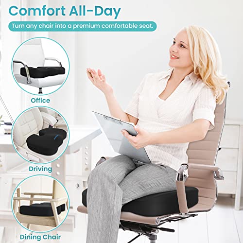 Office Chair Seat Cushion, Cooling Gel Enhanced Memory Foam Cushion for Long Sitting - Back, Sciatica, Coccyx, Tailbone Pa...