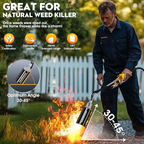 Upgraded Propane Torch Weed Burner, Portable Garden Torch for Weed, Heavy Duty Blow Torch Flamethrower for Weed Burner, Hi...