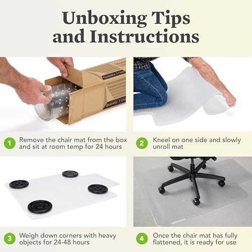 HON Office Chair Mat for Carpet, Computer Desk Chair Mat for Carpeted Floors, Easy Glide in Office or Home with Extended L...