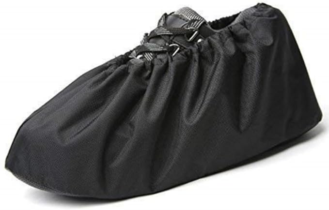 Jron 5 Pairs Premium Reusable Washable Shoe Cover Boot Covers for Contractors (5 Pairs Unisex| 9.5-11 For Shoes/US 8.5-10.5 For Boots, Black)