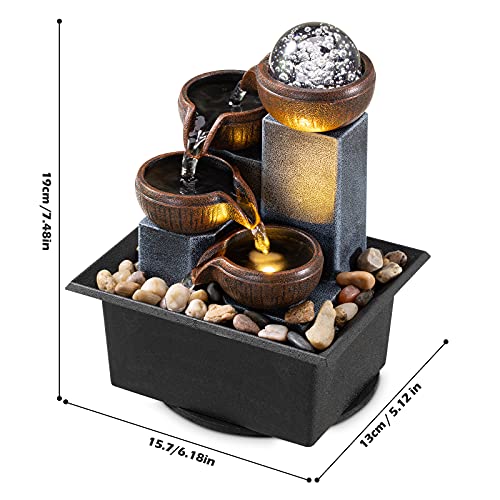 Tabletop Fountain 4 Level Tabletop Waterfall Indoor Meditation Fountain Office Home Relax Desktop Waterfall Includes Many ...