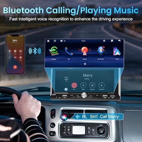 Single Din Car Stereo with Wireless Apple Carplay Android Auto, 6.9" IPS Touchscreen Car Stereo with Bluetooth 5.2 Handsfr...