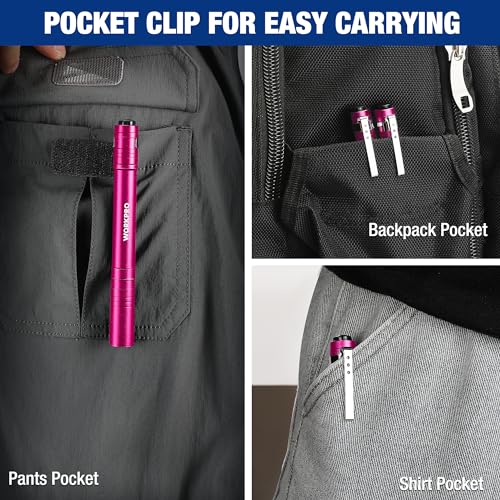 WORKPRO LED Pen Light, Aluminum Pen Flashlights, Pocket Flashlight with Clip for Inspection, Emergency, Everyday, 2AAA Bat...