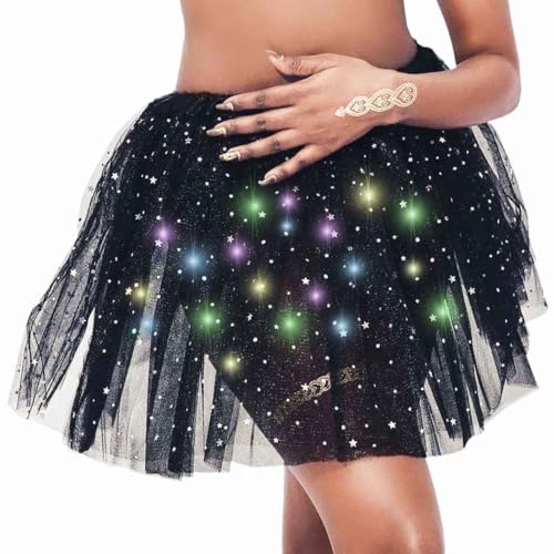 DRESBE Light Up Tutu Skirt Glow Party Tutus Christmas Xmas New Year's Eve Neon LED Tulle Tutu for Women