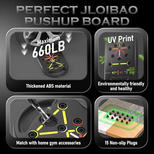 JLoibao Push Up Board Fitness, Workout Home Gym Equipment, 20 in 1 Exercise Pushup Bar Handles for Floor, Strength Trainin...