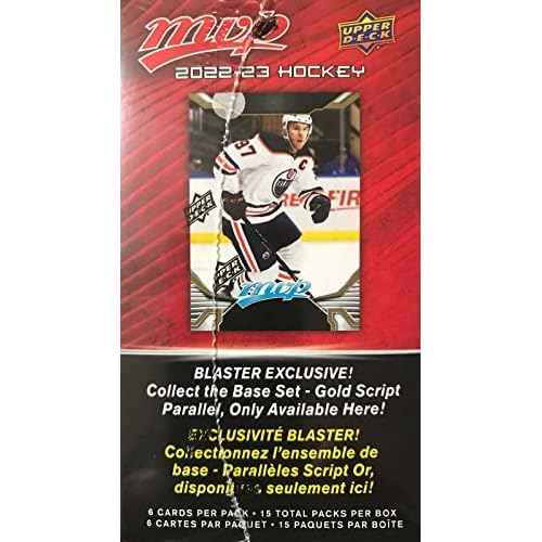 NHL Upper Deck 2022-23 MVP Hockey Trading Card BLASTER Box [15 Packs, Blaster-Exclusive Gold Script Parallels]
