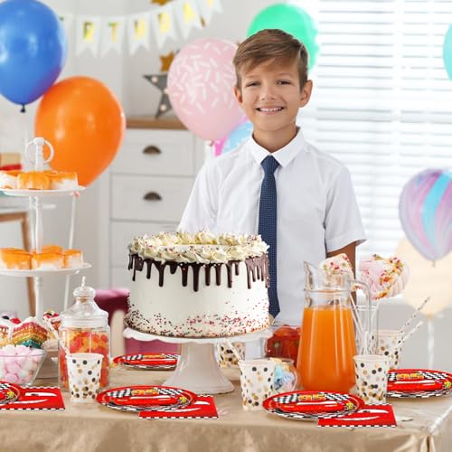 40pcs Race Cars Birthday Party Supplies Cars Dessert Plates Napkins for Boys Baby Shower Cars Theme Party Decorations,Suit...