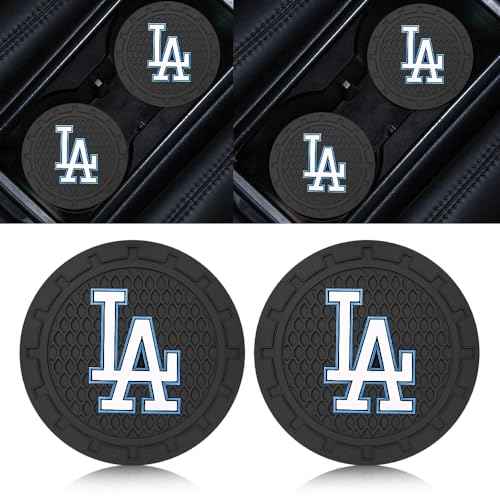 Silicone Dodgers Car Cup Holder Coasters,Baseball Fans Car Coasters for LA Dodgers Fans, Non-Slip Universal Fit Cup Holder Insert