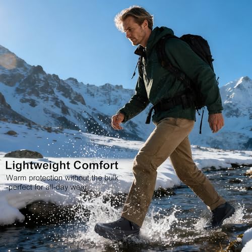 HUMTTO Men's Winter Hiking Snow Boots - Waterproof Warm & Non-Slip Lightweight Fur Lined Ankle Boots, For Cold-Weather Dai...