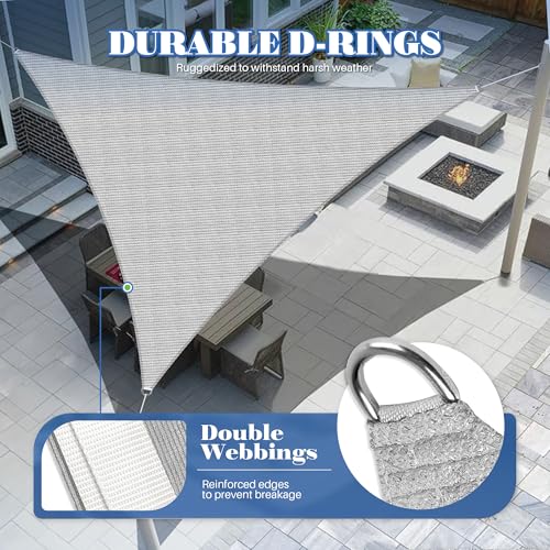 ECOOPTS 6'x6'x6' HDPE Sun Shade Sail Triangle Canopy Shades for Outdoor Patio Pergola Cover Fabric Blockage 95% UV Resista...